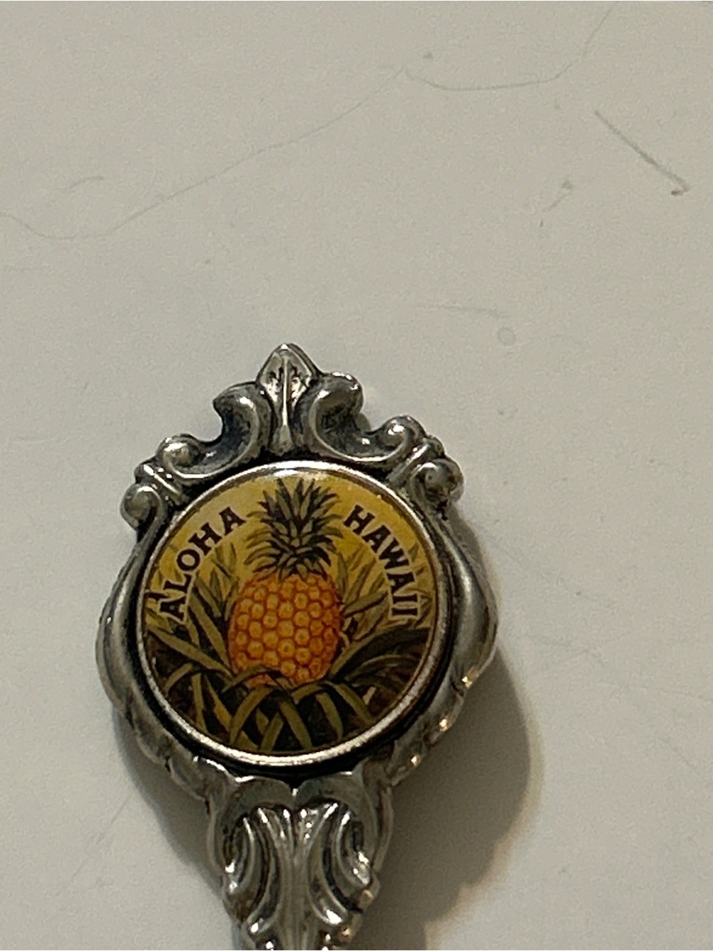 Vintage Stuart Silverplated Hawaii Aloha Pineapple Souvenir Spoon Shell Bowl